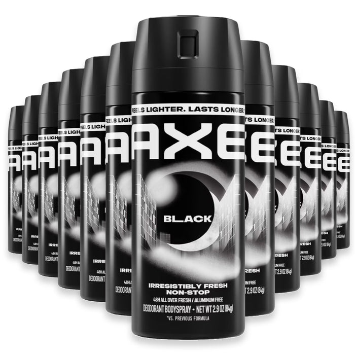 AXE Black Premium Aluminum-Free Deodorant Body Spray - 2.9 oz - 12 Pack - Travel Size -