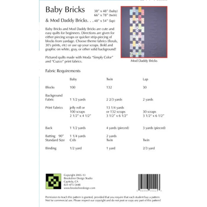 Baby Bricks & Mod Daddy Bricks Quilt Pattern
