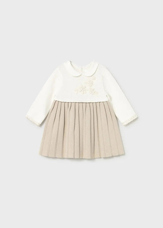 Flat lay front view of Mayoral baby knit dress