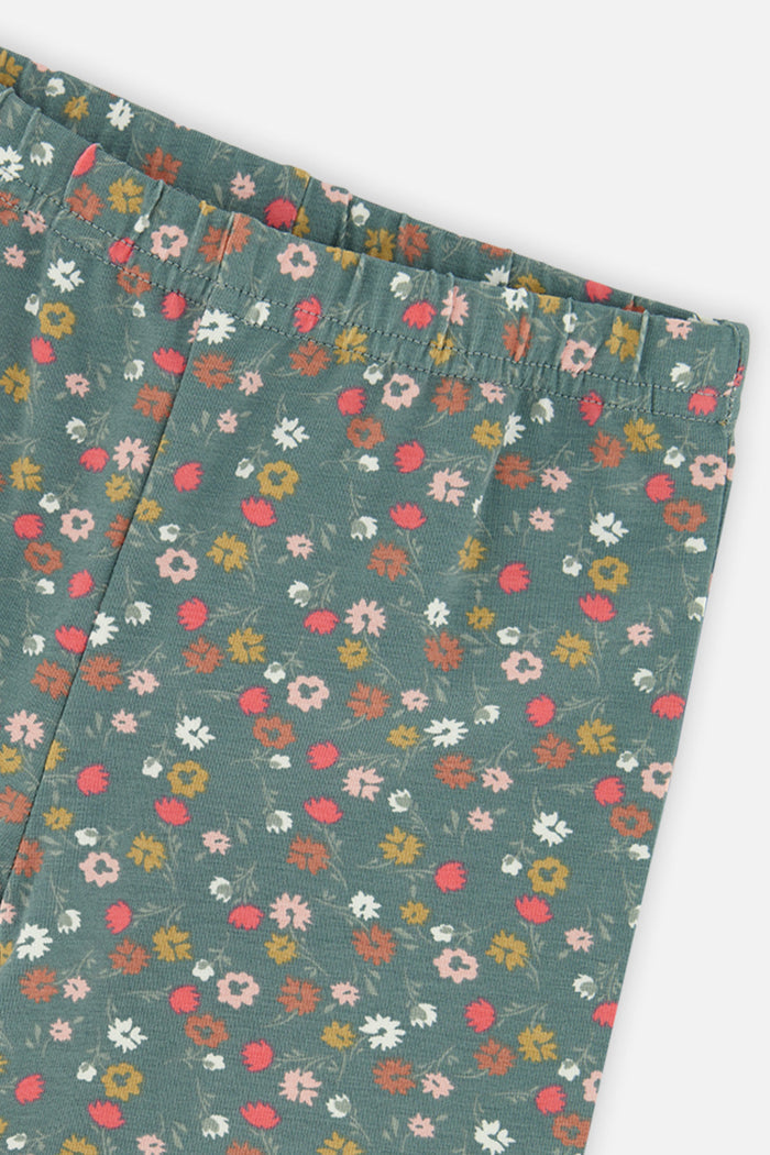 Baby Tunic And Leggings Set Pale Pink And Green Floral Print-3