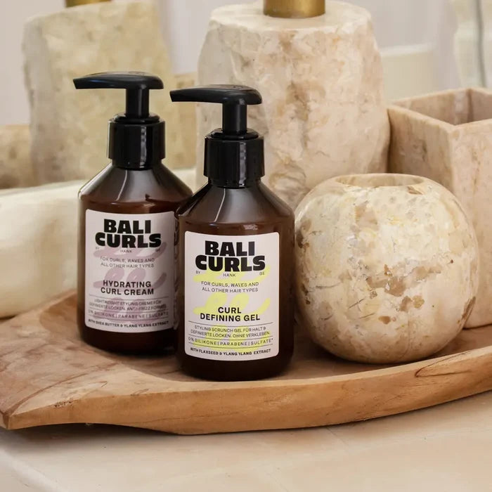 Bali Curls hydrating curl cream and defining gel for curly hair care routine