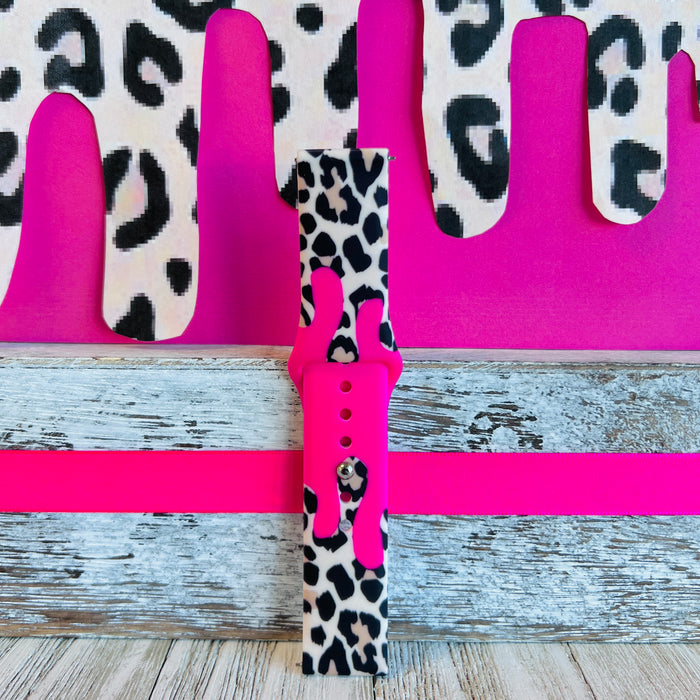 Barbie Pink Leopard Drip Print Silicone Band For Samsung Watch