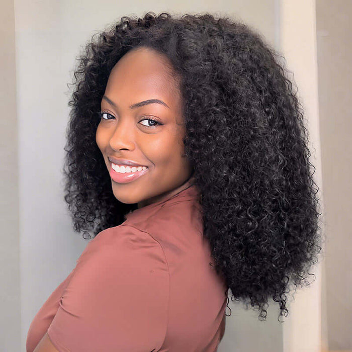 natural black colored twist curly half wigs, human hair wig