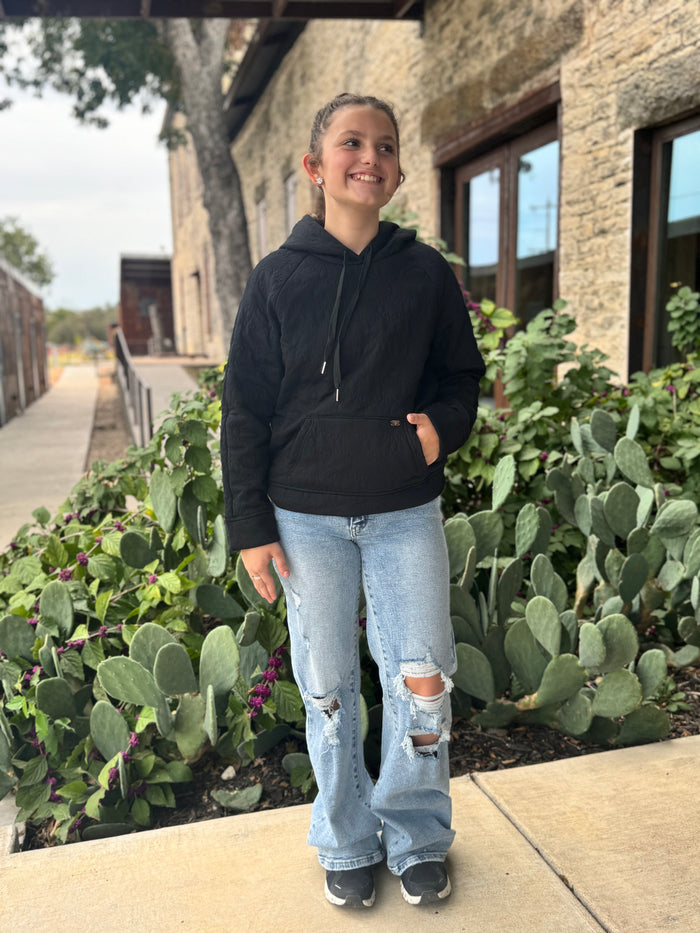 Black Quilted Hoodie