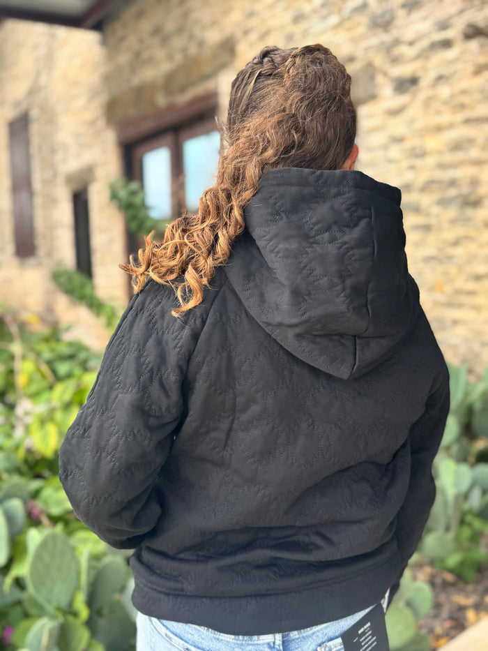Black Quilted Hoodie