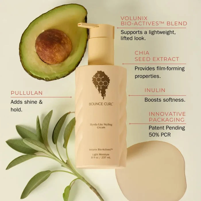 Bounce Curl Hyda-Lite Styling Cream with avocado, chia, inulin & pullulan for defined, soft curls