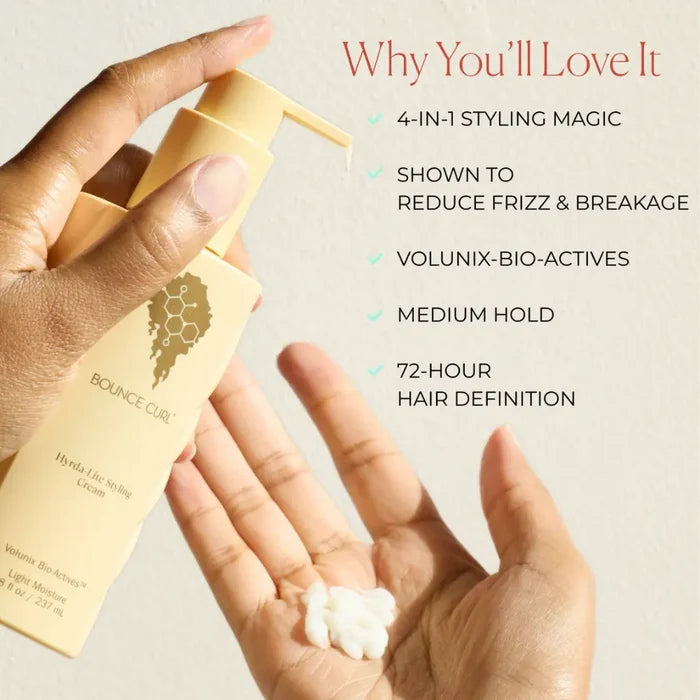 Bounce Curl Hydra-Lite Styling Cream for frizz control & 72-hour definition, medium hold, light moisture