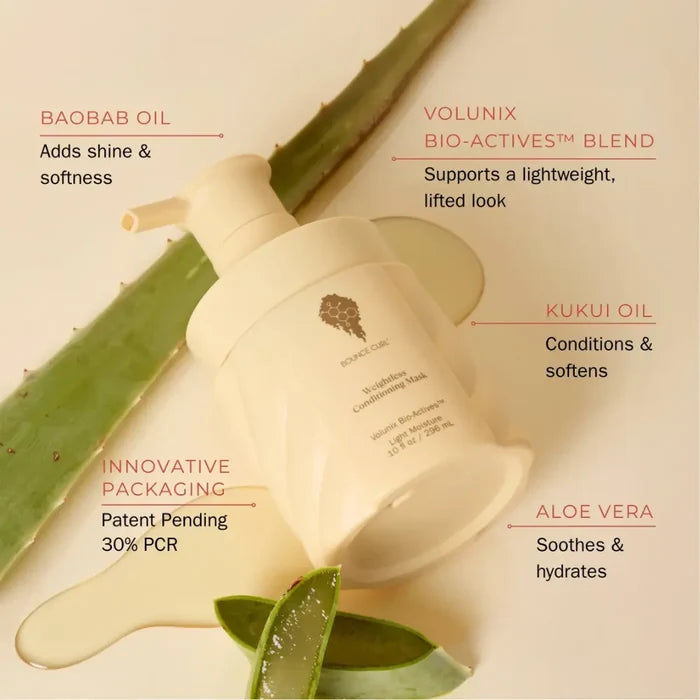 Bounce Curl Weightless Conditioning Mask with baobab oil, aloe vera & kukui oil for soft, hydrated curls