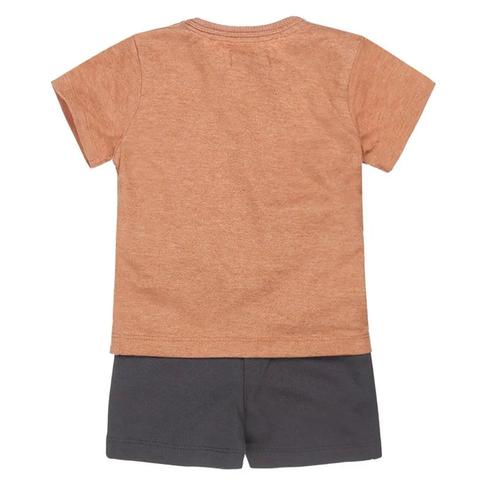 Boys Baby Set T-shirt With Shorts Rust Brown Grey | Dirkje - Jenni Kidz