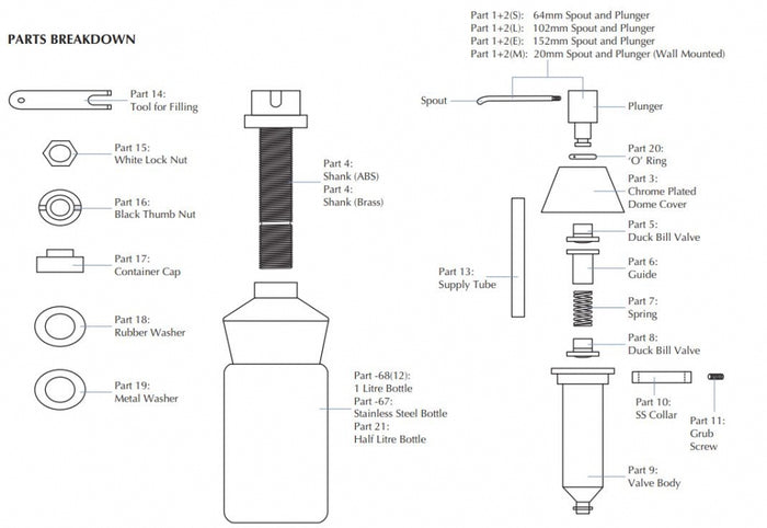 Bradley Spare Relpacment Bottle for 632 Soap Dispensers