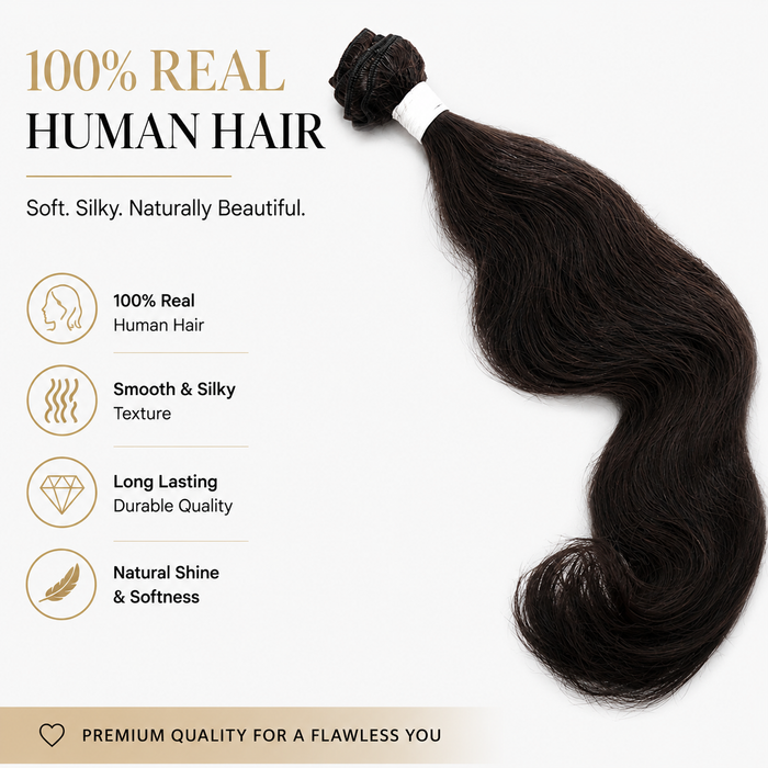 Brazilian Virgin Remy Human Hair Weft 100g – Double Weft Natural Colour #2 Medium Brown | Real Human Hair Extensions