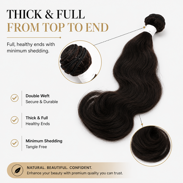Brazilian Virgin Remy Human Hair Weft 100g – Double Weft Natural Colour #2 Medium Brown | Real Human Hair Extensions