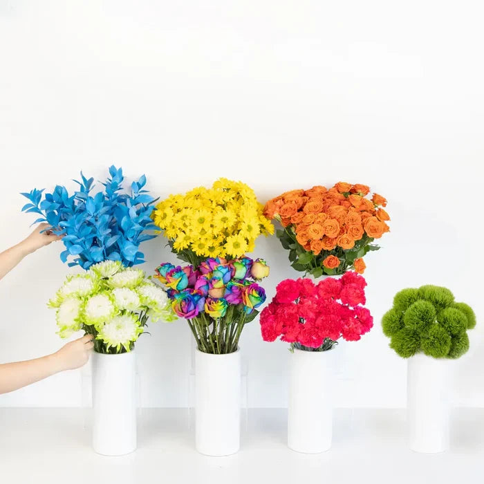 Bright Rainbow Bouquet Bar Flower Kit Vase - Image