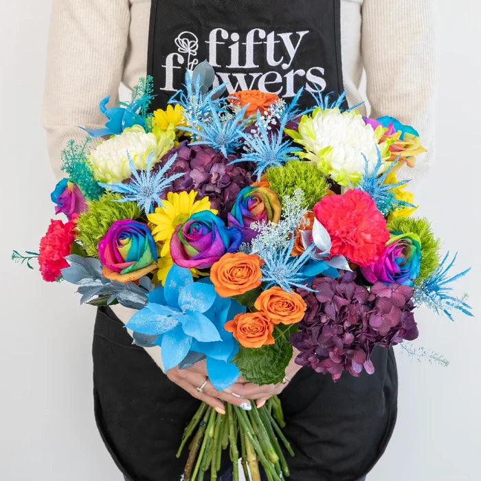 Bright Rainbow Flower Bouquet Vase - Image