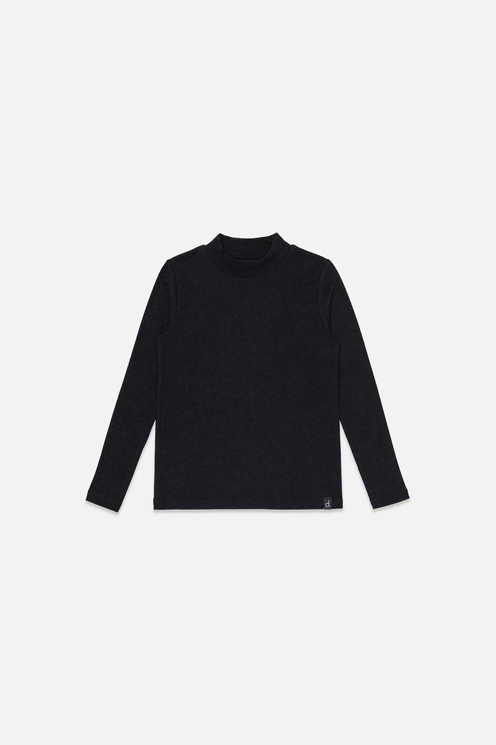 Brushed Rib Crew Neck Top Black-0