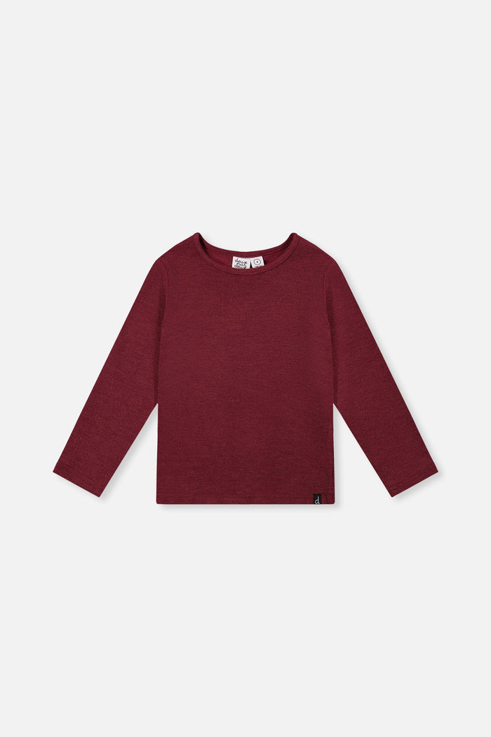 Brushed Rib Crew Neck Top Reddish-Brown-0