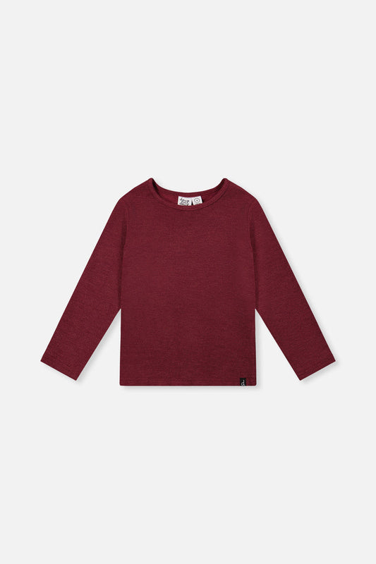 Brushed Rib Crew Neck Top Reddish-Brown-0