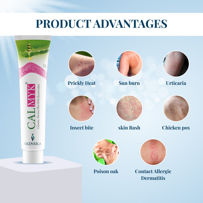 Calmyk Calamine Soothing Lotion for Itching & Skin Irritation | With Aloe Vera, Olive Oil & Glycerine