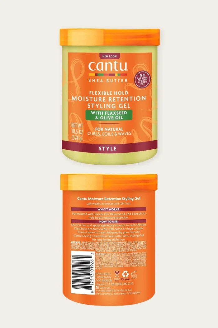 CANTU MOISTURE RETENTION STYLING GEL WITH FLAXSEED & OLIVE OIL 18.5oz CANTU