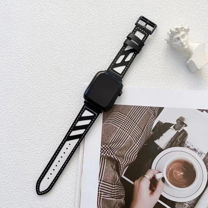 Canvas Couture Leather Band For Apple Watch Multiple Colors Available — Sleek & Stylish Design: Introducing our Leather/Canvas Apple Watch Band with side stitching.