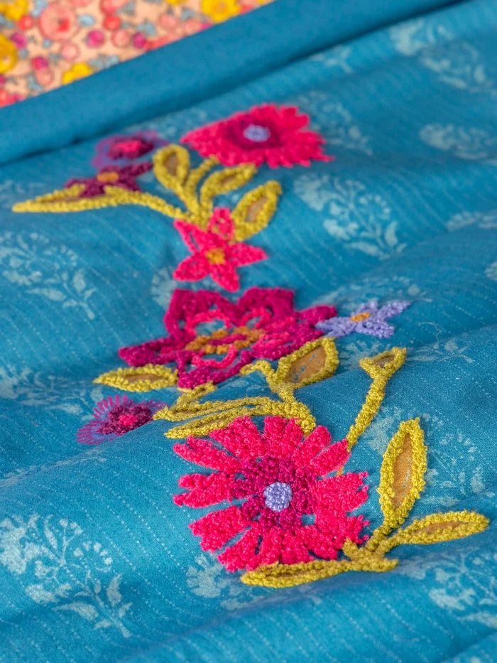 Catalina Cotton Euro Sham - Block Stamp Indigo-view 3