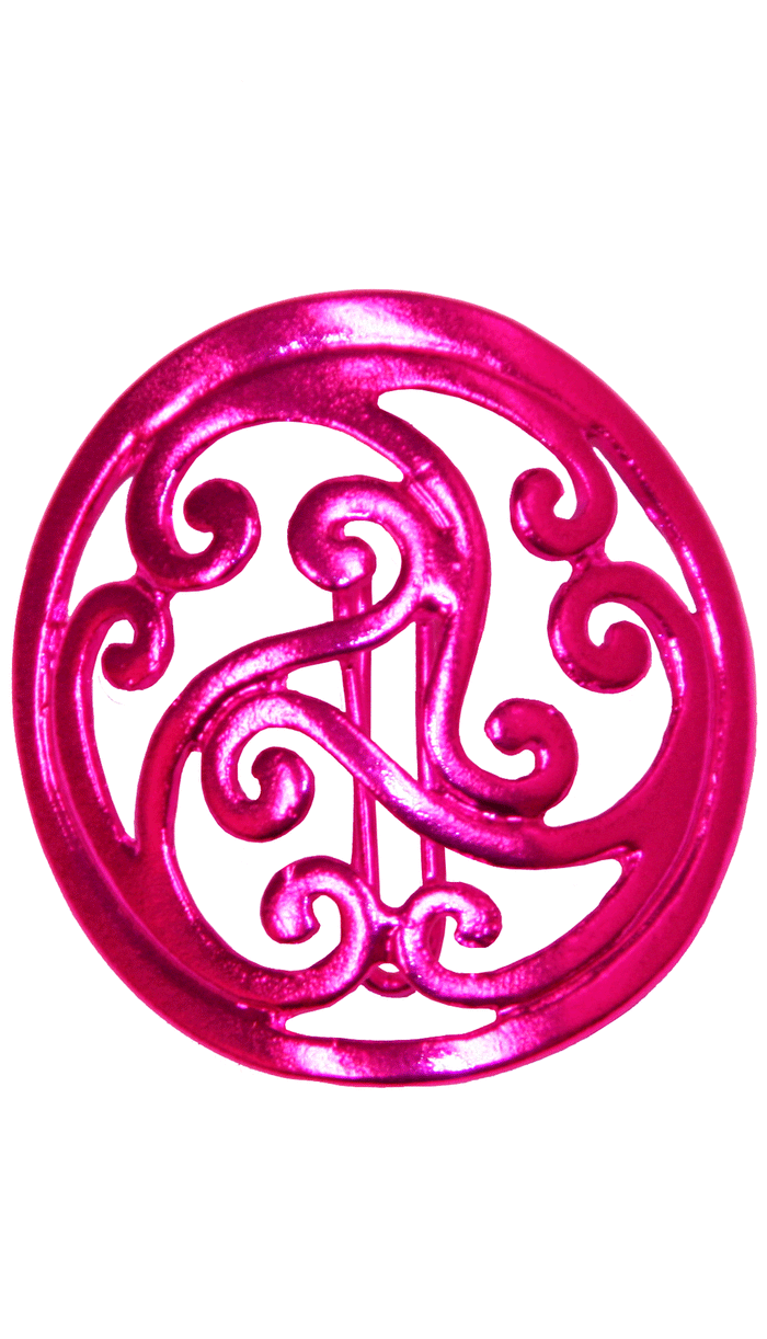 Pink Celtic circle hair hook, front view