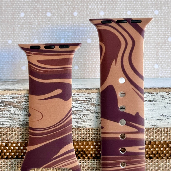 Chocolate Swirl Print Silicone Band For Apple Watch