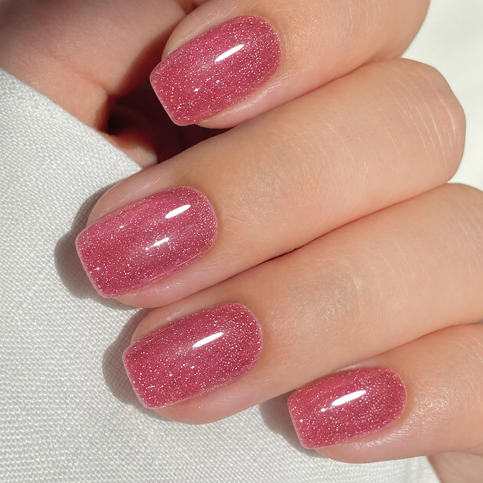 Christmas Rose Pink Shimmer Glitter Gel Nail Stickers