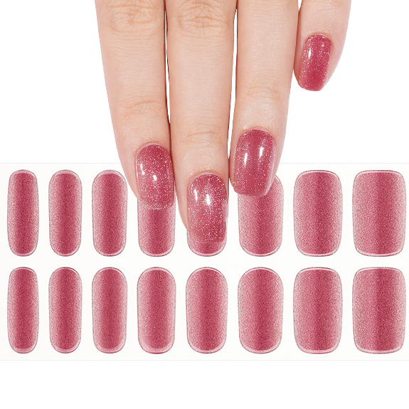 Christmas Rose Pink Shimmer Glitter Gel Nail Stickers