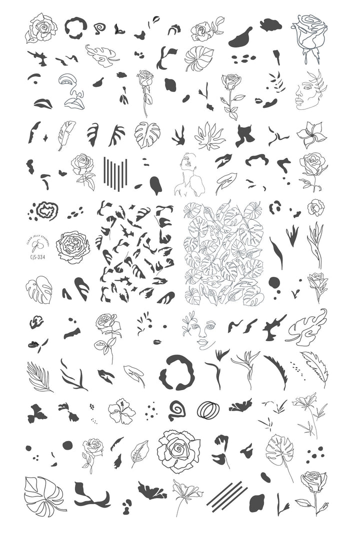 CjS-334 - Artsy Line Art | Clear Jelly Stamping Plate