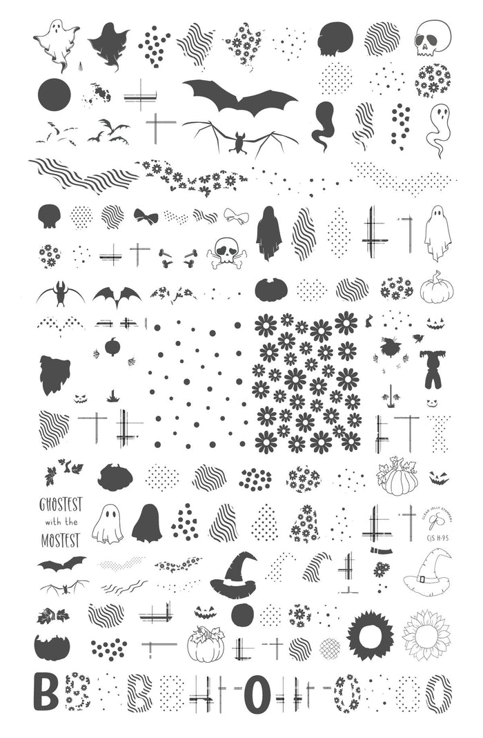 CjSH-095 Patterned Halloween  |  Steel Nail Art Stamping Plate