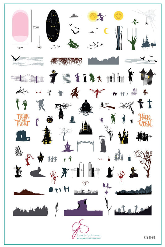CjSH-098 Halloween Silhouettes  |  Steel Nail Art Stamping Plate