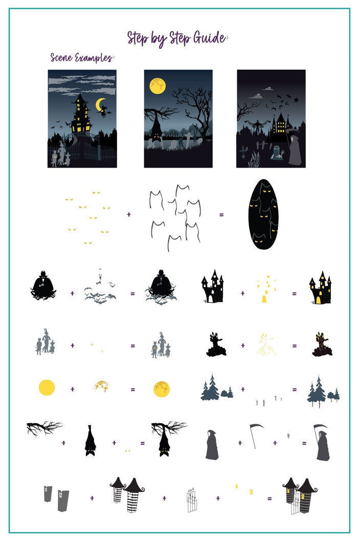 CjSH-098 Halloween Silhouettes  |  Steel Nail Art Stamping Plate