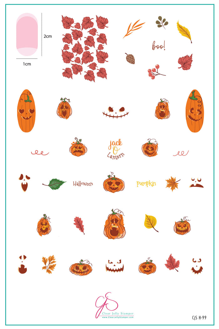 CjSH-099 Watercolor Pumpkins   |  Steel Nail Art Stamping Plate
