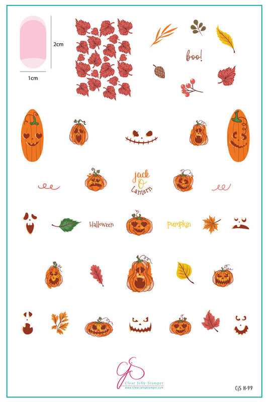 CjSH-099 Watercolor Pumpkins   |  Steel Nail Art Stamping Plate