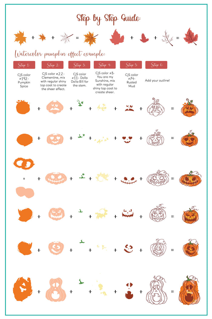 CjSH-099 Watercolor Pumpkins   |  Steel Nail Art Stamping Plate