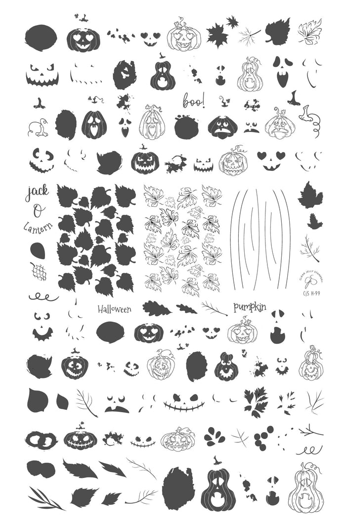 CjSH-099 Watercolor Pumpkins   |  Steel Nail Art Stamping Plate