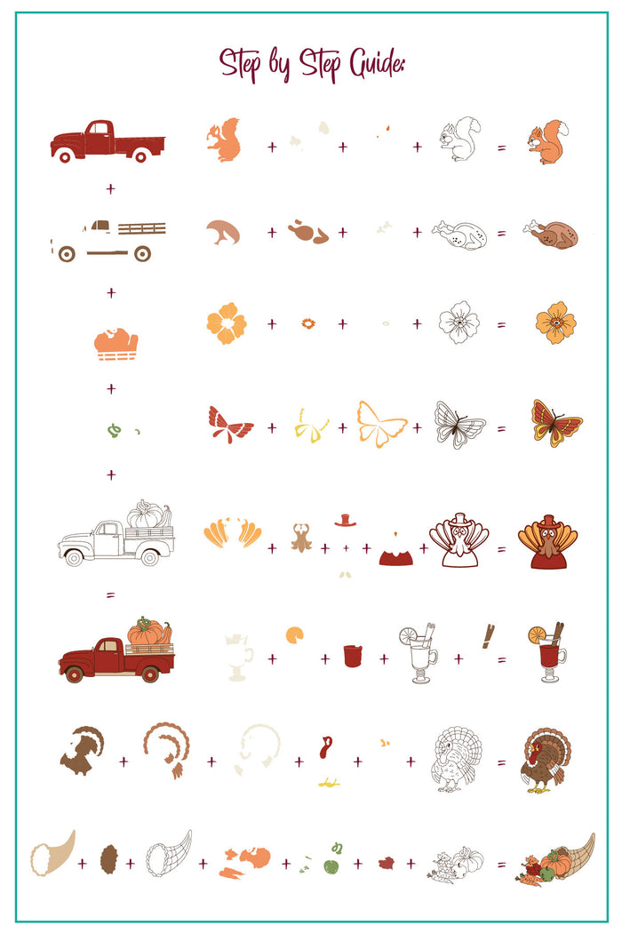 CjSH-101 Autumn Skies, Pumpkin Pies   |  Steel Nail Art Stamping Plate