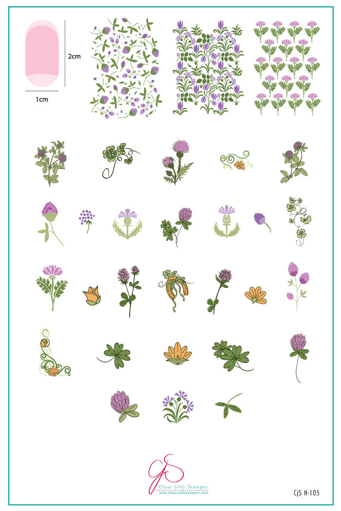 CjSH-105  Pretty Clover |  Steel Nail Art Stamping Plate