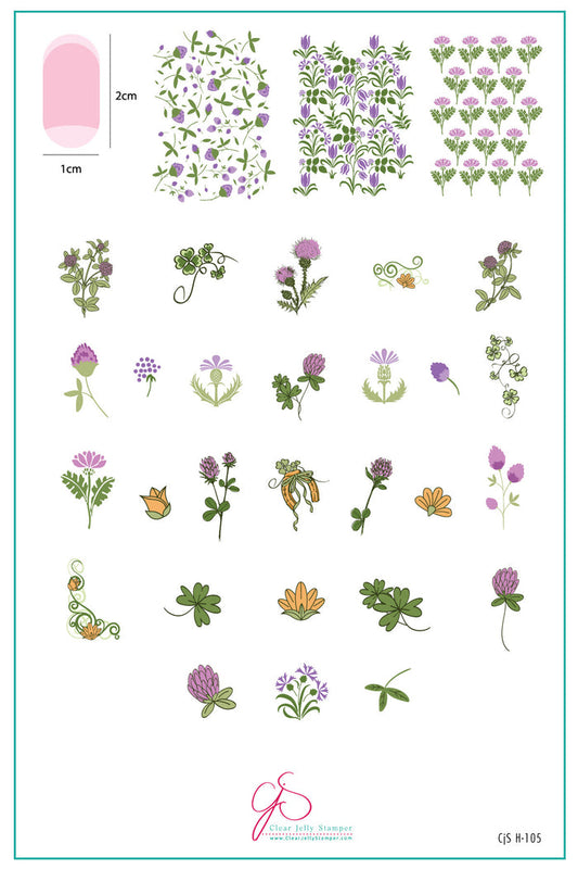 CjSH-105  Pretty Clover |  Steel Nail Art Stamping Plate