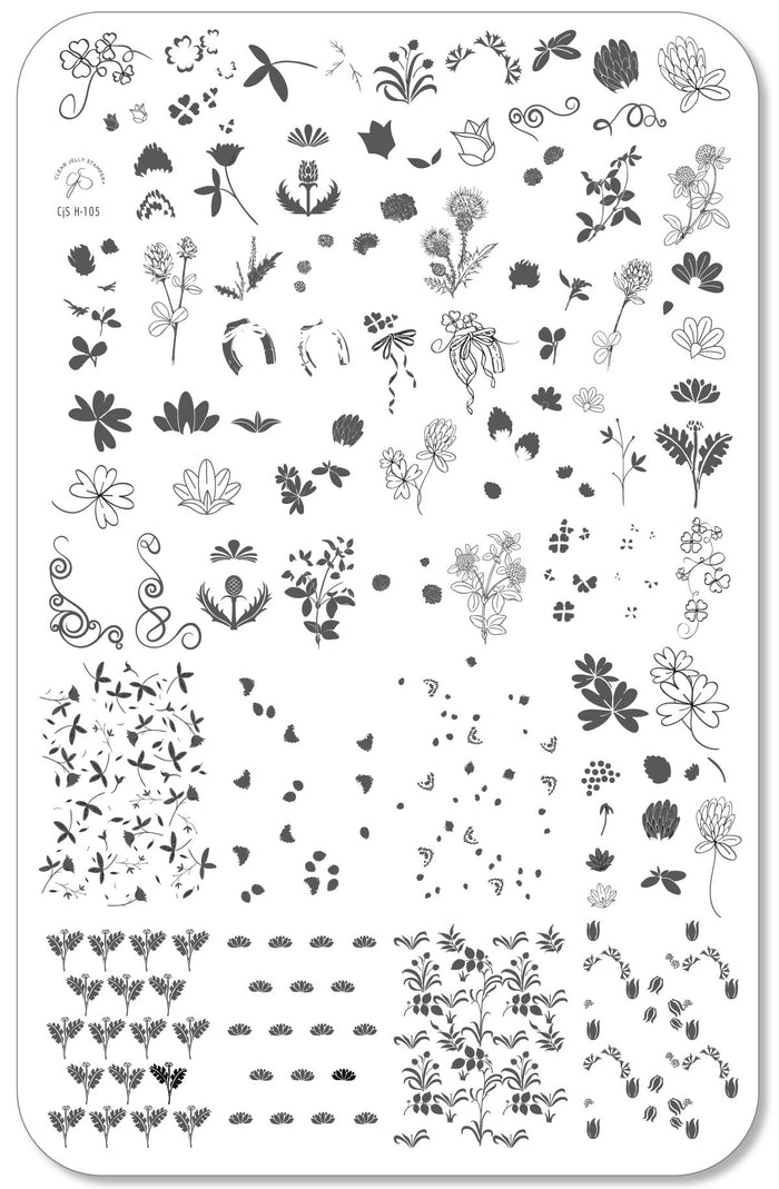 CjSH-105  Pretty Clover |  Steel Nail Art Stamping Plate
