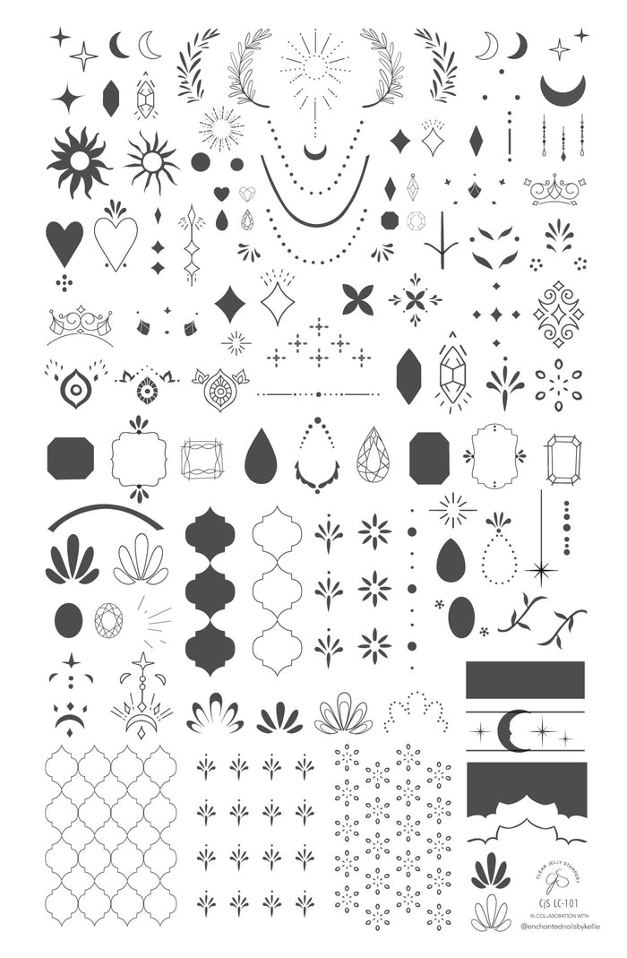 CjSLC-101 - Enchanted Gems  |  Clear Jelly Stamping Plate