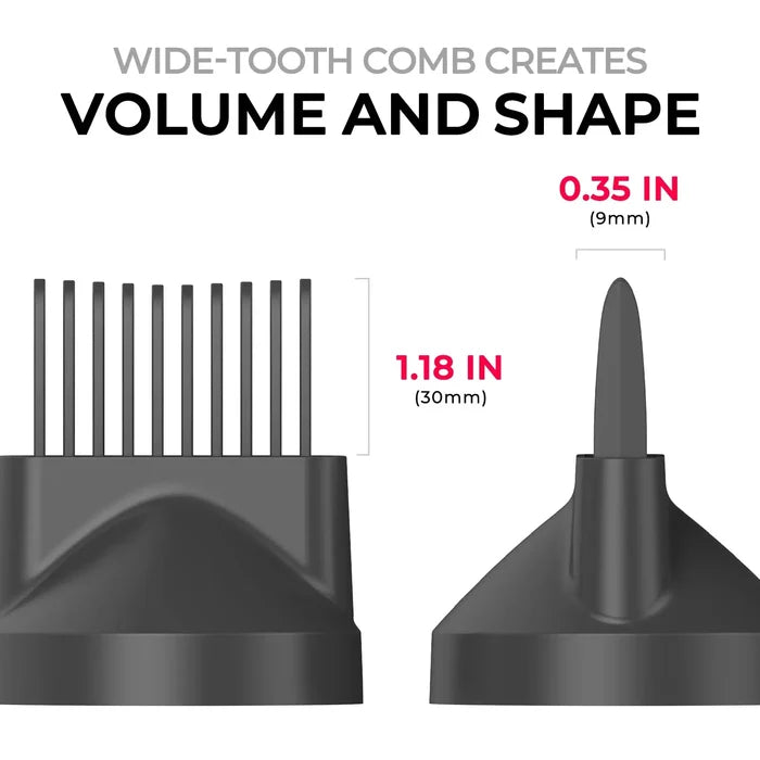 Wide-tooth brush TYMO AIRHYPE attachment, a dyson alternative hair dryer comb nozzle shown with detailed view.