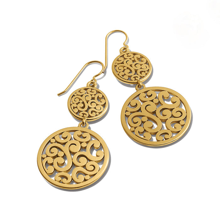 Contempo Medallion Duo French Wire Earrings - Gold