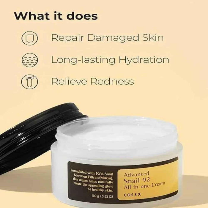 COSRX Advanced Snail 92 All In One Cream – 100g - Moisturizing Repair Cream - COSRX -- United Arab Emirates -- Pinky Cosmetics