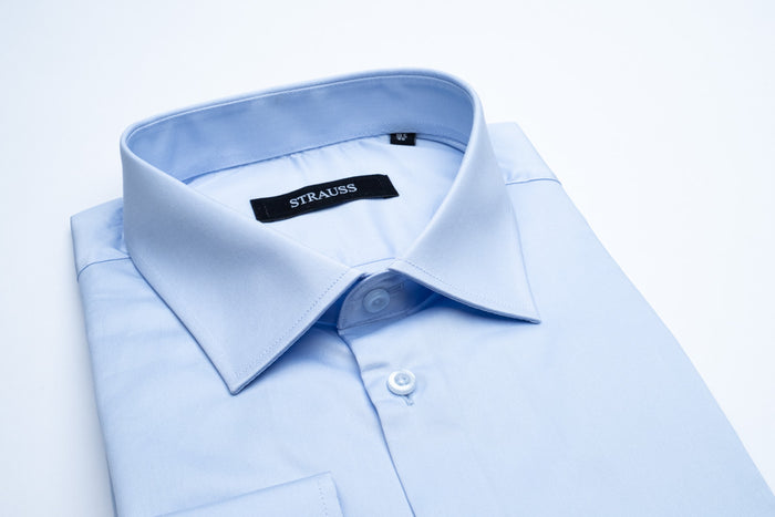 Cotton Satin Finish Solid Dress Shirt - Light Blue