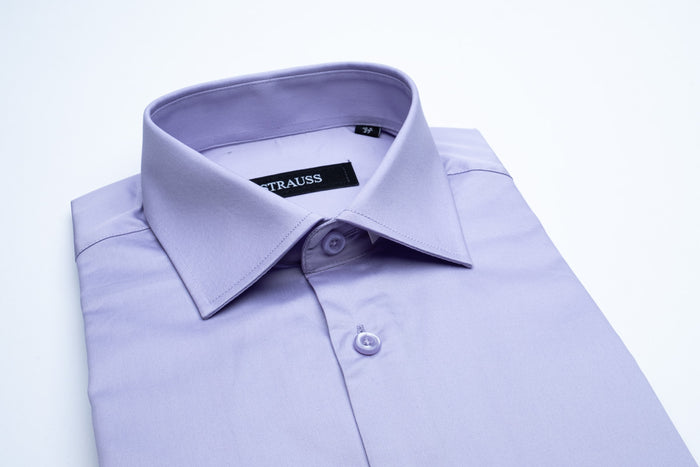 Cotton Satin Finish Solid Dress Shirt - Lilac