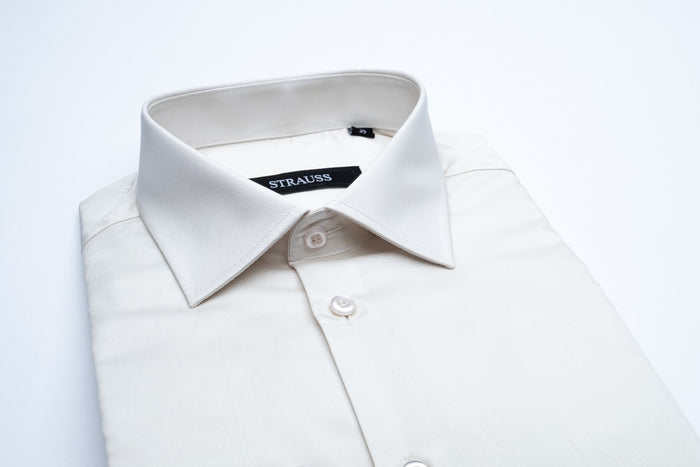 Cotton Satin Finish Solid Dress Shirt - Off White