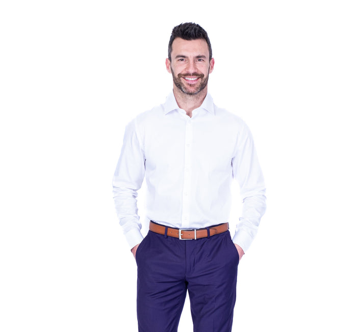 Cotton Satin Finish Solid Dress Shirt - White