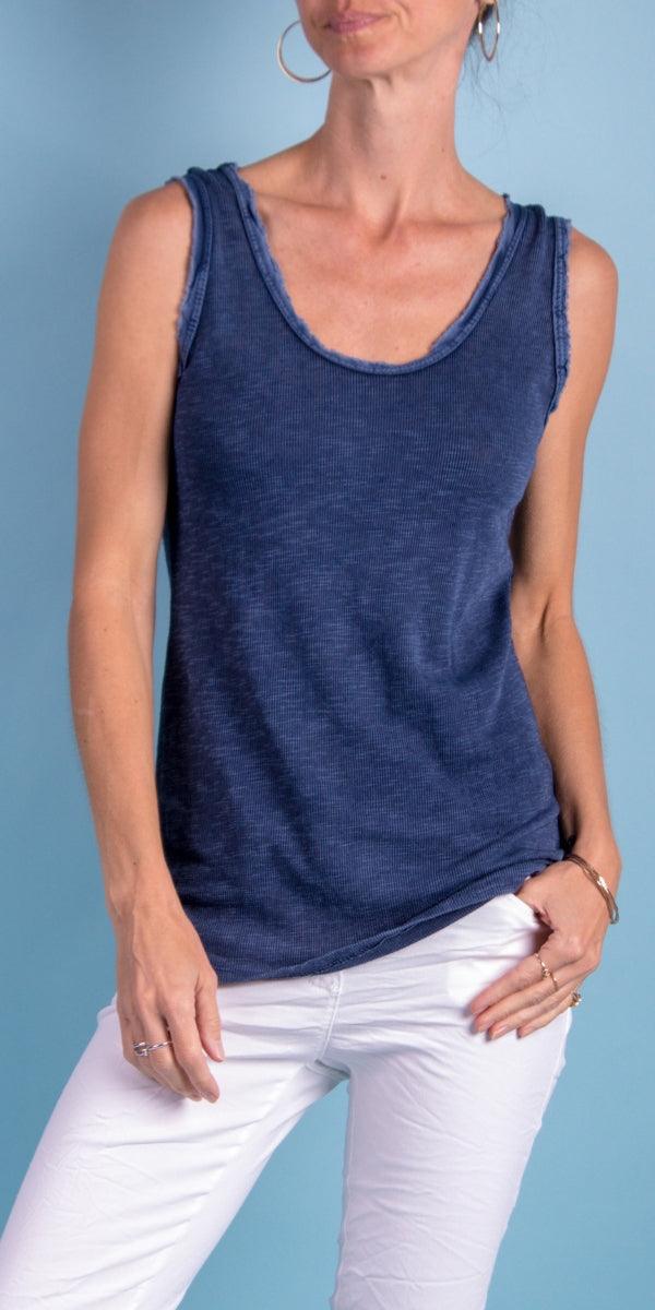Cotton Tank with Raw Edges